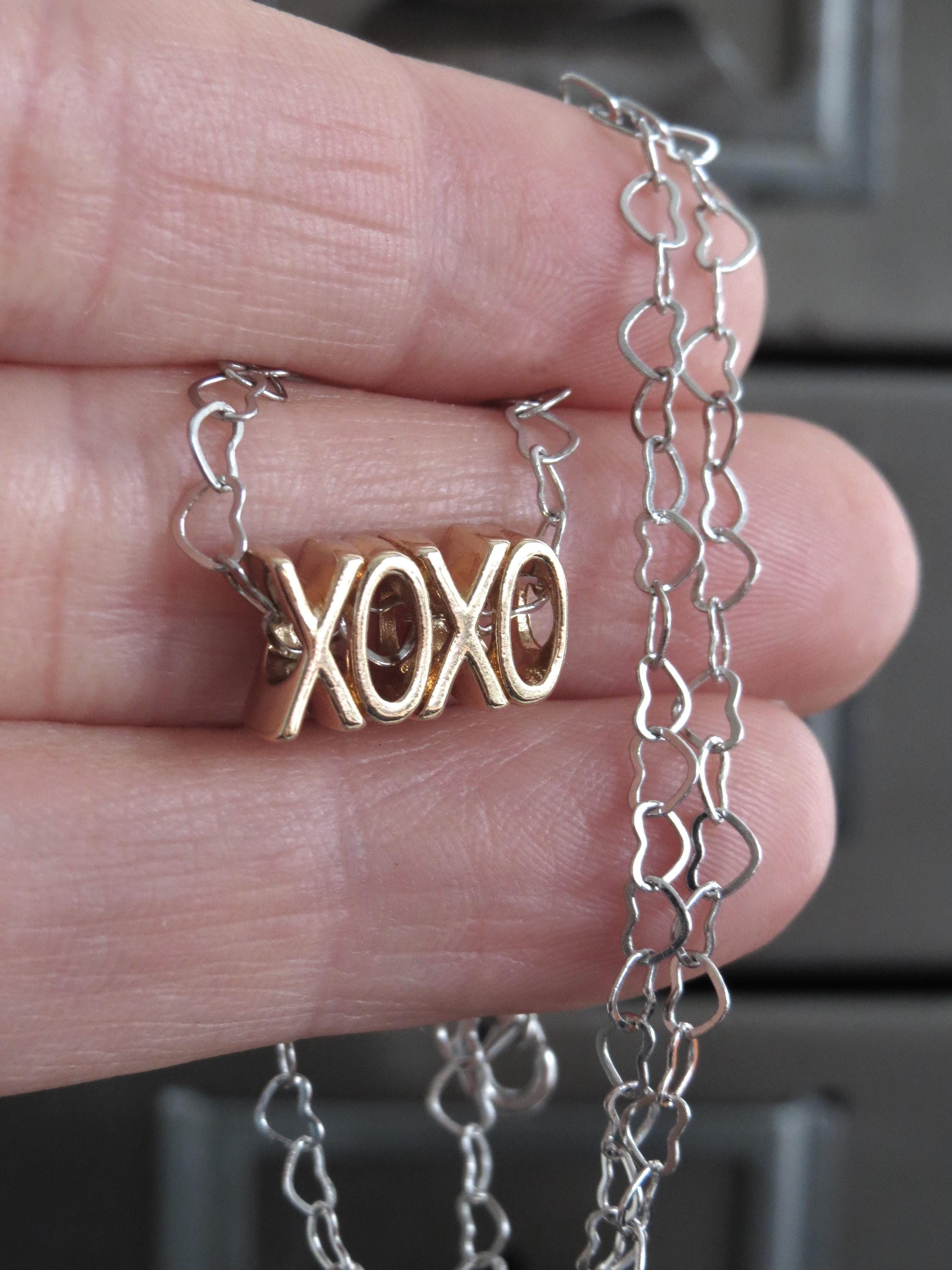 XOXO Necklace for Valentine's Day, Hugs and Kisses Pendant Necklace, Heart Chain Necklace, Valentine's Day Gift for Girlfriend, Wife, Teen