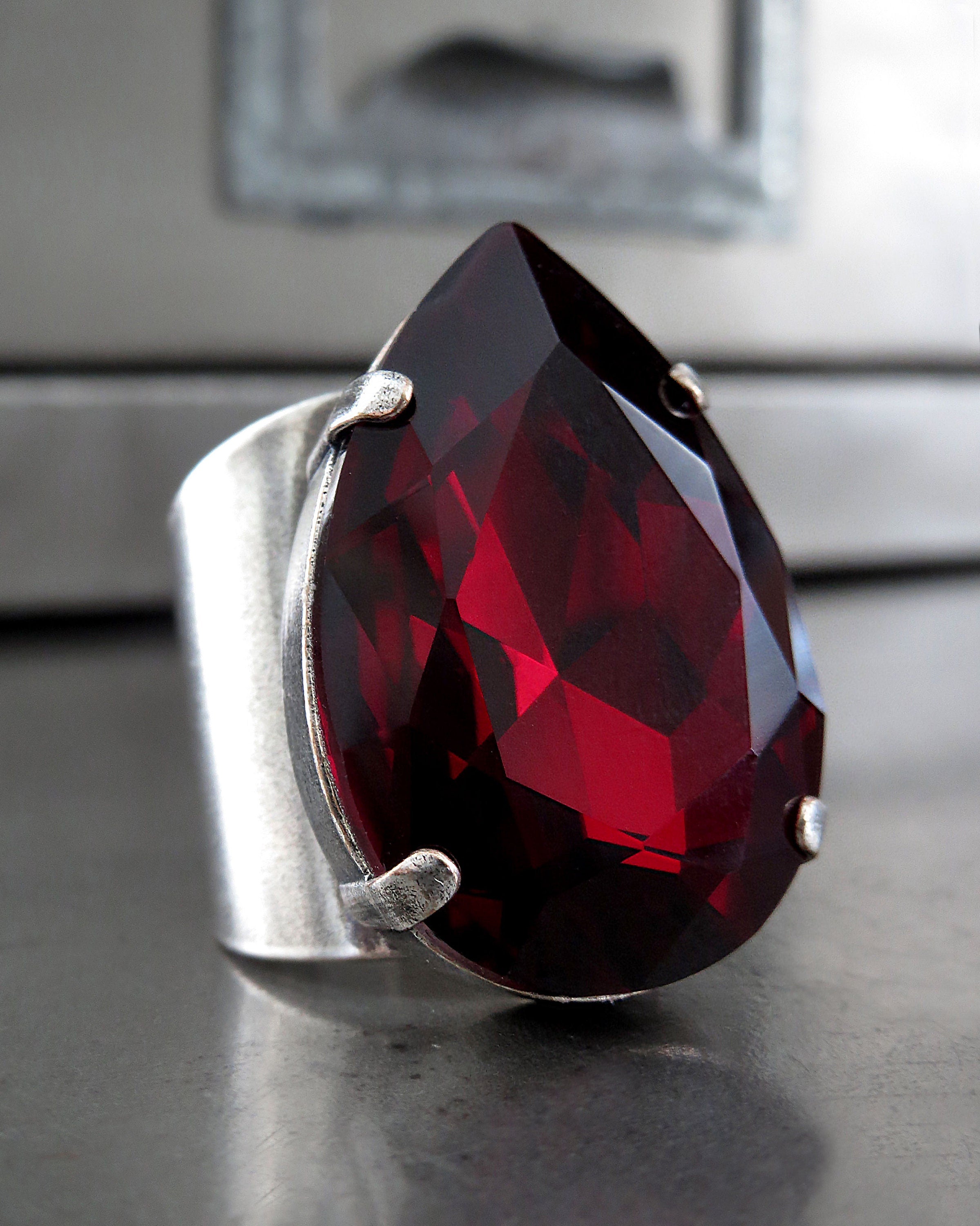 Teardrop Pink Sapphire Diamond Solid 14KG Engagement Ring